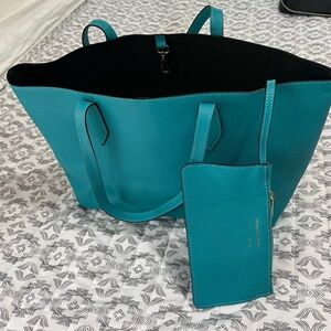 Teal Tote Bag with Pouch